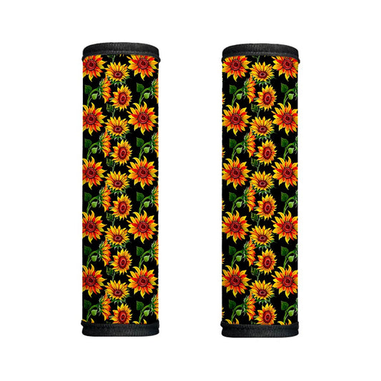 Black Autumn Sunflower Pattern Print Handle Covers