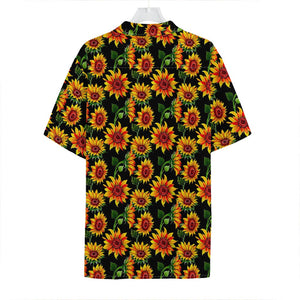 Black Autumn Sunflower Pattern Print Hawaiian Shirt