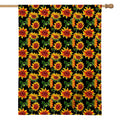 Black Autumn Sunflower Pattern Print House Flag