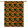 Black Autumn Sunflower Pattern Print House Flag