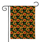 Black Autumn Sunflower Pattern Print House Flag