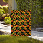 Black Autumn Sunflower Pattern Print House Flag