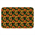 Black Autumn Sunflower Pattern Print Indoor Door Mat