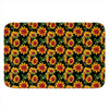 Black Autumn Sunflower Pattern Print Indoor Door Mat