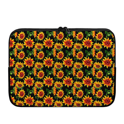 Black Autumn Sunflower Pattern Print Laptop Sleeve