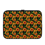 Black Autumn Sunflower Pattern Print Laptop Sleeve