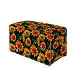 Black Autumn Sunflower Pattern Print Leather Tissue Box Cover