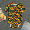 Black Autumn Sunflower Pattern Print Men's Bodysuit
