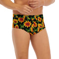 Black Autumn Sunflower Pattern Print Men's Briefs