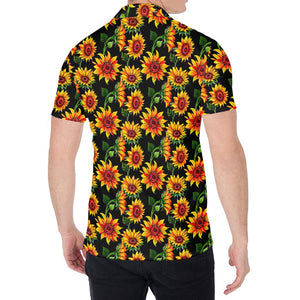 Black Autumn Sunflower Pattern Print Men's Shirt