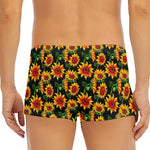 Black Autumn Sunflower Pattern Print Men's Short Boxer Briefs