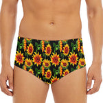 Black Autumn Sunflower Pattern Print Men's Triangle Swim Briefs