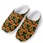 Black Autumn Sunflower Pattern Print Mesh Casual Shoes