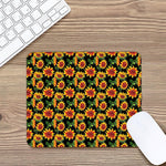 Black Autumn Sunflower Pattern Print Mouse Pad