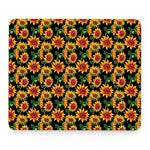 Black Autumn Sunflower Pattern Print Mouse Pad