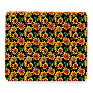 Black Autumn Sunflower Pattern Print Mouse Pad