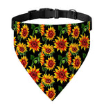Black Autumn Sunflower Pattern Print Over The Collar Dog Bandana