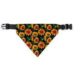 Black Autumn Sunflower Pattern Print Over The Collar Dog Bandana