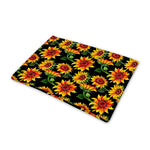 Black Autumn Sunflower Pattern Print Pet Cooling Mat Cover