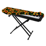Black Autumn Sunflower Pattern Print Piano Keyboard Cover