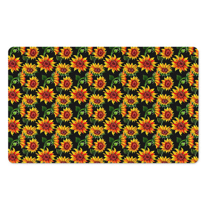 Black Autumn Sunflower Pattern Print Polyester Doormat