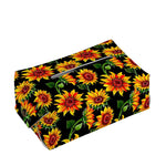 Black Autumn Sunflower Pattern Print Rectangle Tissue Box Cover