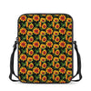 Black Autumn Sunflower Pattern Print Rectangular Crossbody Bag