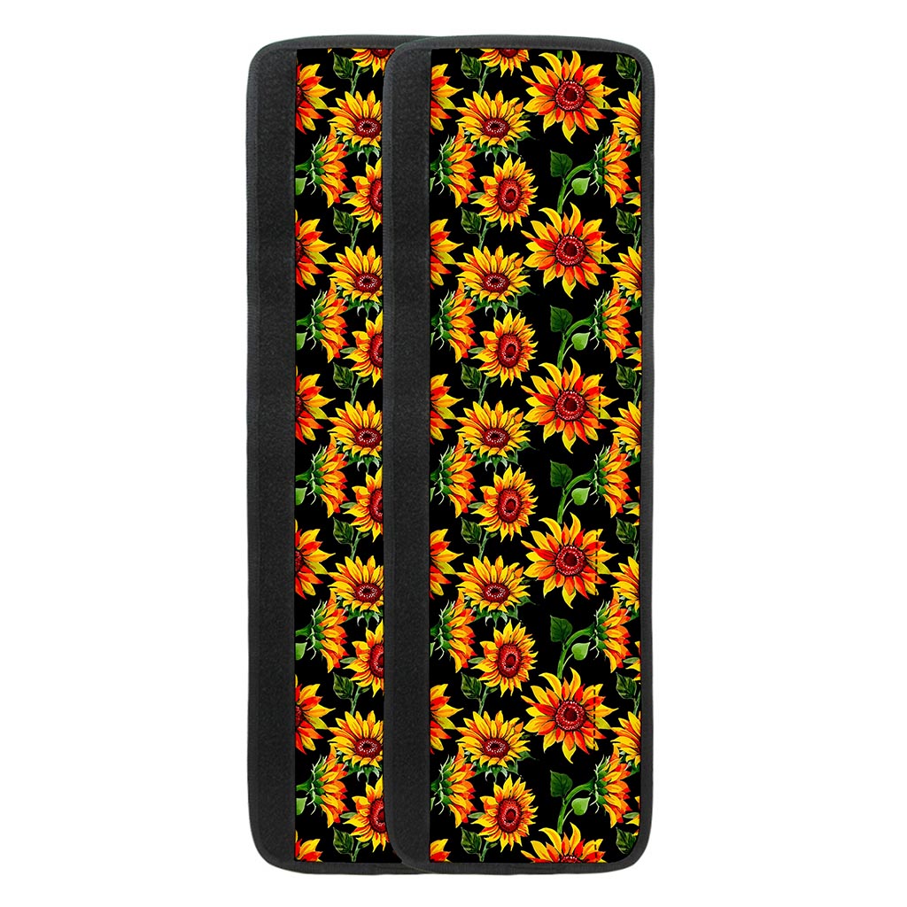 Black Autumn Sunflower Pattern Print Refrigerator Handle Covers
