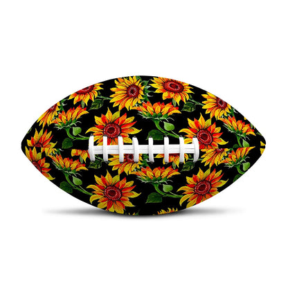 Black Autumn Sunflower Pattern Print Rugby Ball