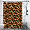 Black Autumn Sunflower Pattern Print Shower Curtain