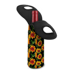 Black Autumn Sunflower Pattern Print Single Neoprene Wine Tote