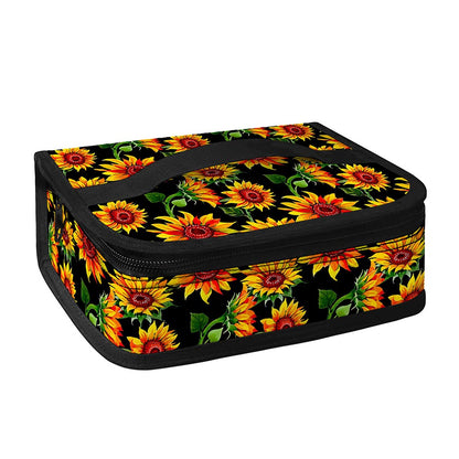 Black Autumn Sunflower Pattern Print Small Lunch Bag