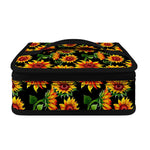 Black Autumn Sunflower Pattern Print Small Lunch Bag