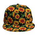 Black Autumn Sunflower Pattern Print Snapback Cap