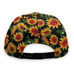 Black Autumn Sunflower Pattern Print Snapback Cap
