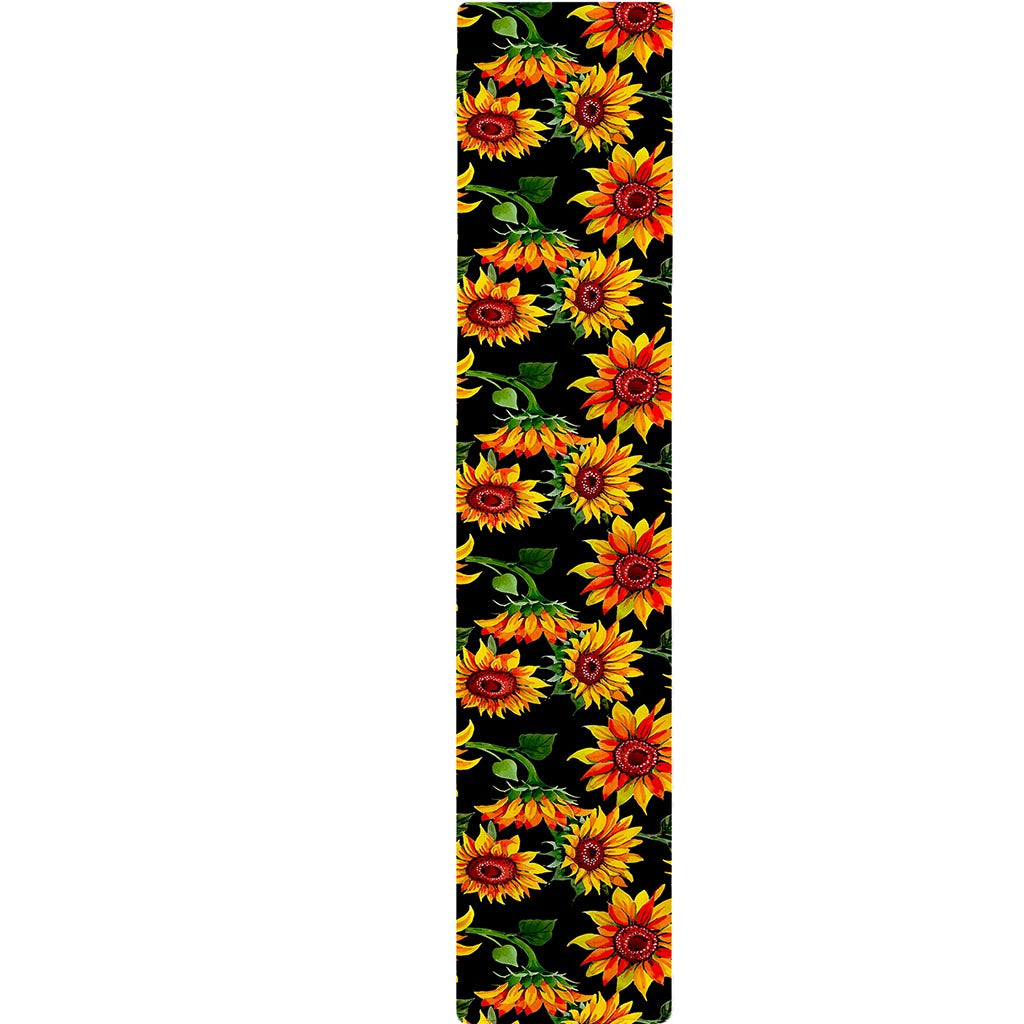 Black Autumn Sunflower Pattern Print Table Runner