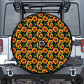 Black Autumn Sunflower Pattern Print Tire Cover With Camera Hole
