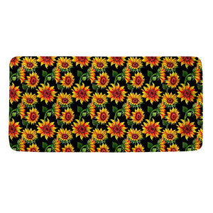 Black Autumn Sunflower Pattern Print Towel