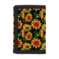 Black Autumn Sunflower Pattern Print Trifold Wallet