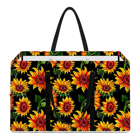 Black Autumn Sunflower Pattern Print Utility Tote Bag