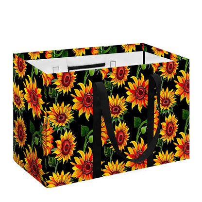 Black Autumn Sunflower Pattern Print Utility Tote Bag