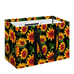 Black Autumn Sunflower Pattern Print Utility Tote Bag