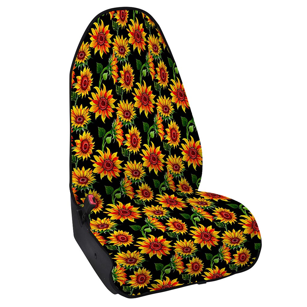 Black Autumn Sunflower Pattern Print Waterproof Car Seat Cover