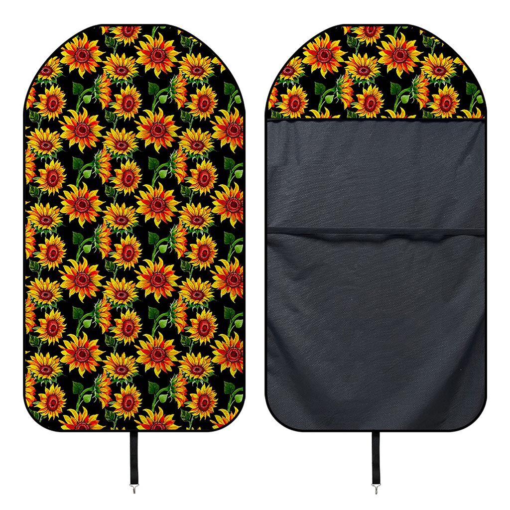 Black Autumn Sunflower Pattern Print Waterproof Car Seat Cover