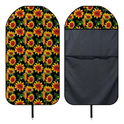 Black Autumn Sunflower Pattern Print Waterproof Car Seat Cover