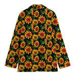 Black Autumn Sunflower Pattern Print Women's Blazer