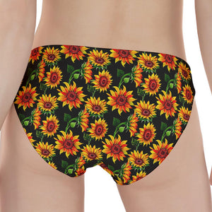 Black Autumn Sunflower Pattern Print Women's Panties