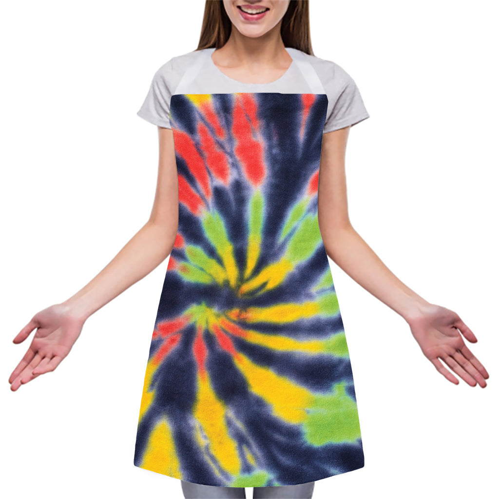 Black Backed Spiral Tie Dye Print Adjustable Apron