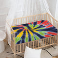 Black Backed Spiral Tie Dye Print Baby Crib Sheet