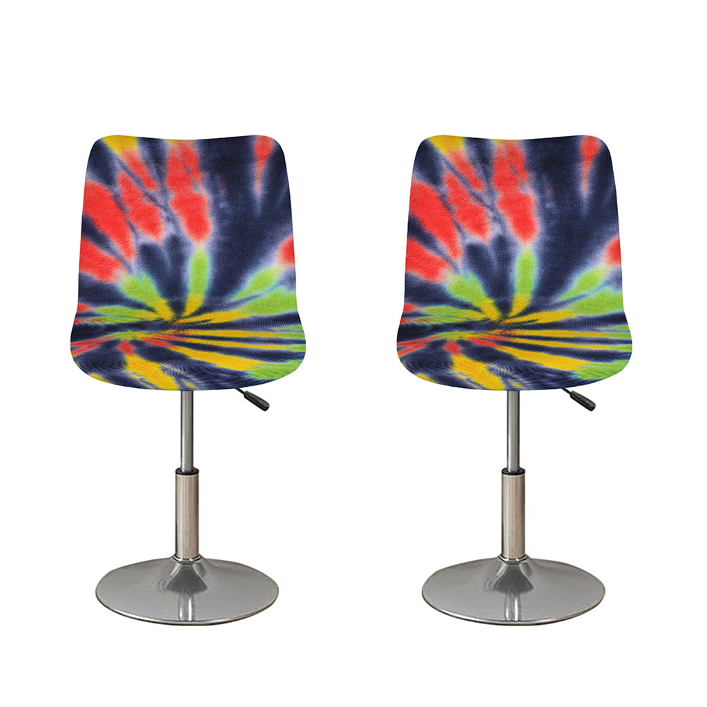 Black Backed Spiral Tie Dye Print Bar Stool Covers